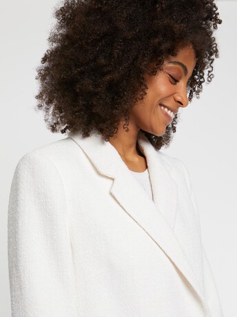 Manteau ultra long en tweed - Blanc casse