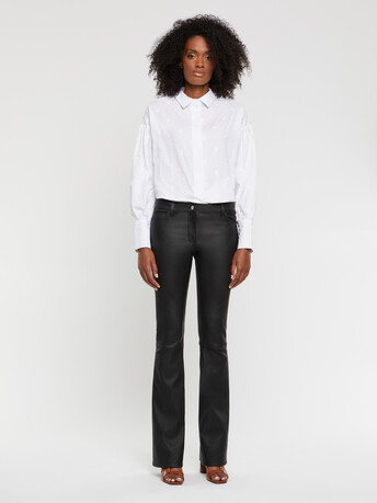 Chemise brodée en popeline de coton - Blanc