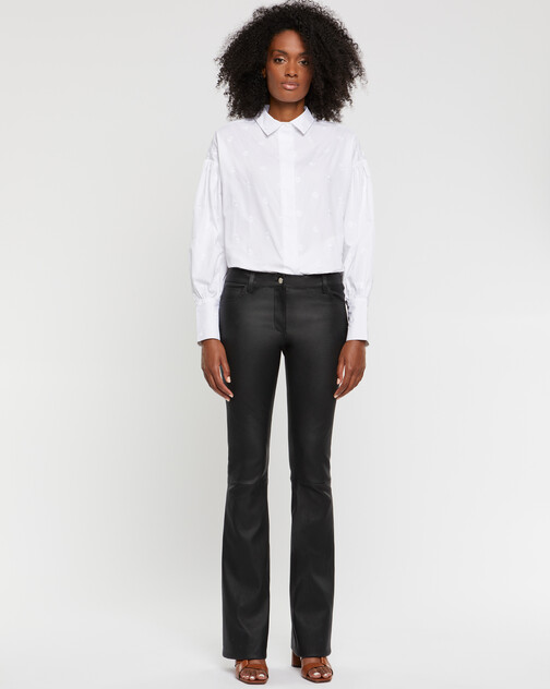 Embroidered cotton-poplin shirt