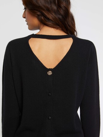 Pull en cachemire ouverture dos - Noir