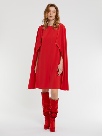 Robe cape en crêpe envers satin - Vermillon