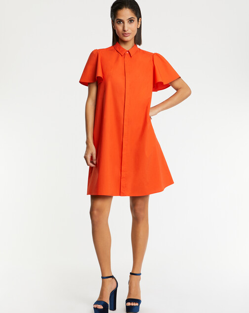 Robe courte en popeline de coton stretch