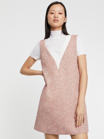 Robe courte trompe l'œil en tweed - multicolore