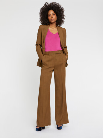 Veste de tailleur cintrée en toile de viscose - Havane