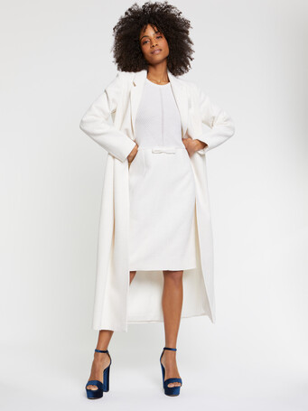 Robe droite trompe-l?œil en tweed - Blanc casse