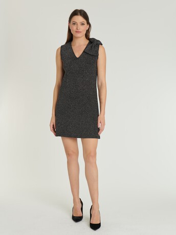 KNITTED DRESS - Noir / silver