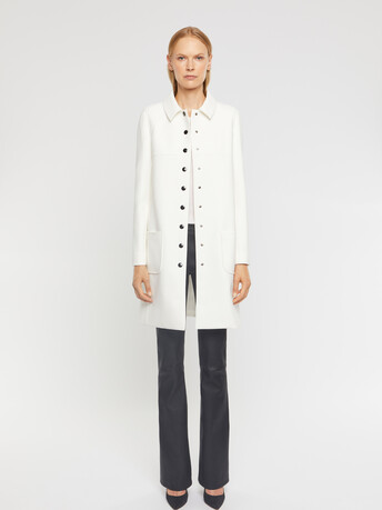 Stretch-tricotine coat - Off white
