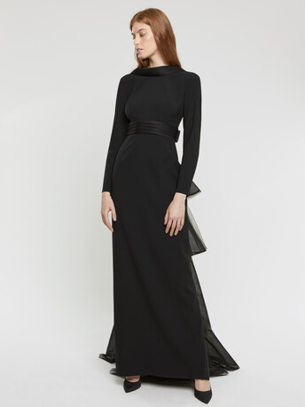 Satin-back crepe gown - Noir