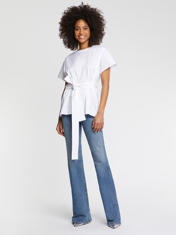 Top noué à la taille en popeline de coton - Blanc