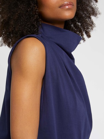 Haut drapé en jersey de coton flammé - Indigo