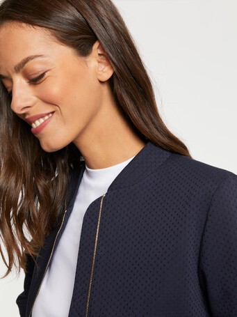 Zipped Swiss-dot jacquard jacket - Navy blue