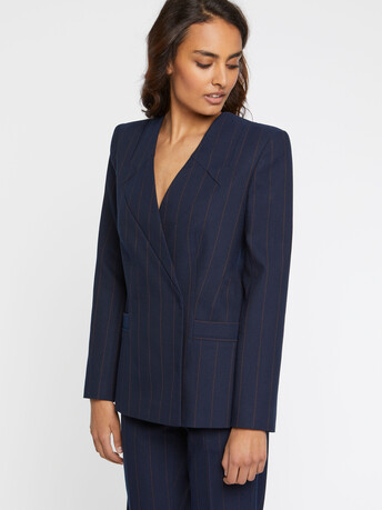 Striped-wool jacket - Navy blue