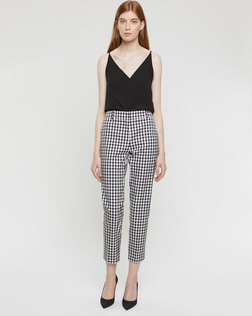 checked stretch pants