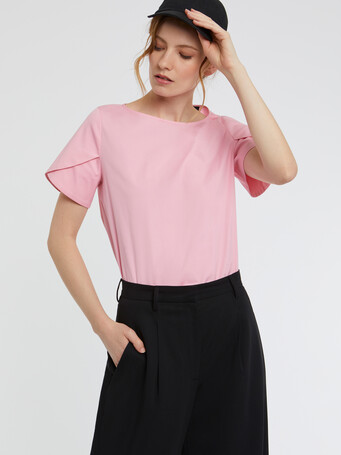 Top manches courtes en popeline de coton - Candy pink