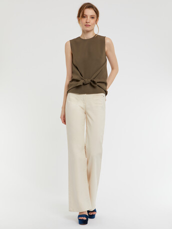 Satin-back crepe top - Khaki