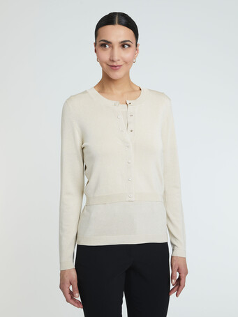 Cardigan en viscose lurex - Blanc casse