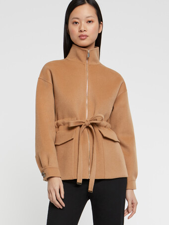 Manteau court en laine et cachemire - Camel