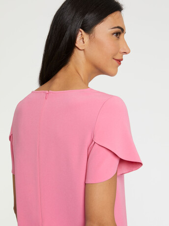 Top manches courtes en tissu crêpe - Bubble gum