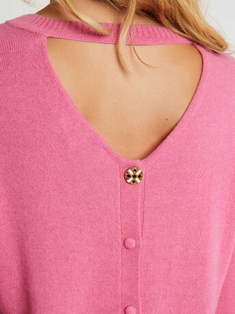 Pull en cachemire ouverture dos - Bubble gum