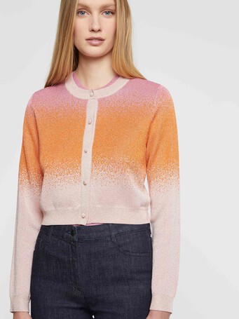 Cardigan en maille lurex - Bubble gum/ mandarine