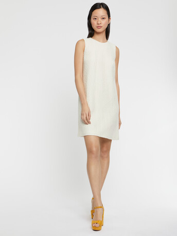 Short A-line jacquard wool dress - Off white