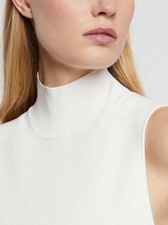 Milano-knit high-collar dress - Off white