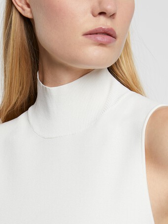 Milano-knit high-collar dress - Off white