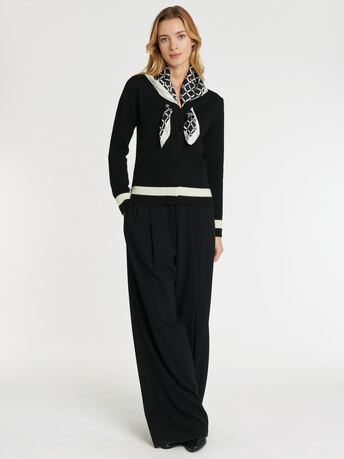 KNITTED CARDIGAN - Noir / blanc casse