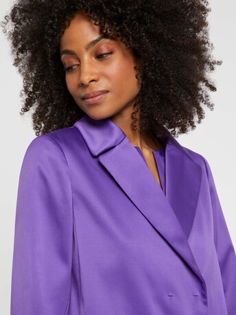 Manteau droit en satin duchesse - Cassis