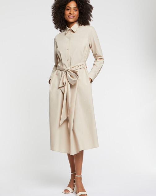 Robe chemise midi en popeline de coton