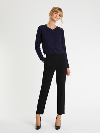 Cardigan à bouton bijou en cachemire - Marine