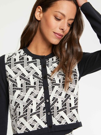 Gilet court en guipure - Noir / blanc casse