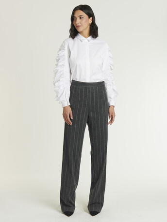 PANTALON EN FLANELLE RAYURE TENNIS - Anthracite