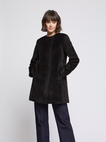 Mid-length alpaca coat - Noir