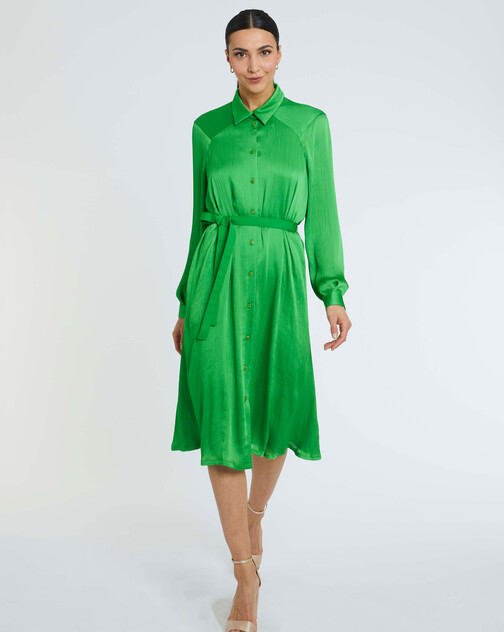 Robe mi-longue en crêpon fluide