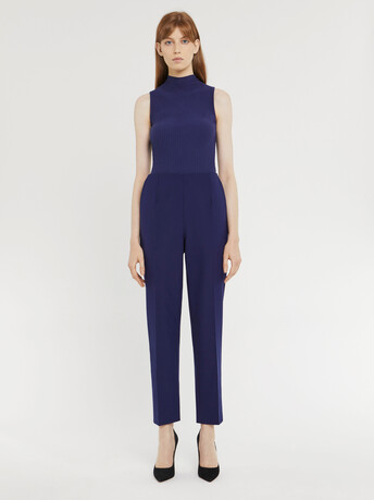 Pantalon cigarette en laine fine - Indigo