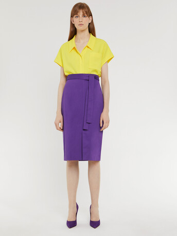 Chemise manches courtes en crêpe envers satin - Soleil