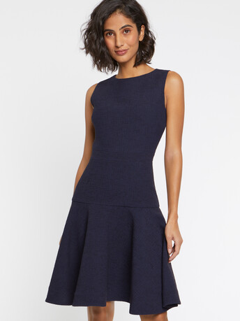 Wool-jacquard skater dress - Navy blue