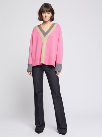 Pull large en laine et cachemire - Bubble gum