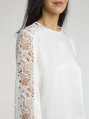 Haut en crêpe envers satin - Blanc casse