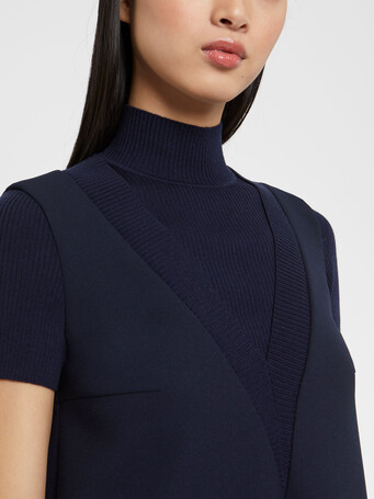 Robe courte trapèze en trompe l'œil - Marine