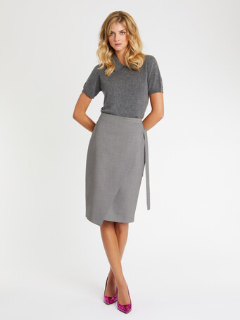 Fine-wool pencil skirt - Gris