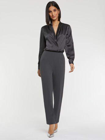 Crepe straight-leg pants - Carbone