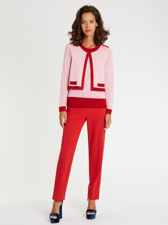 Trompe l'oeil wool sweater - Candy pink/ hibiscus