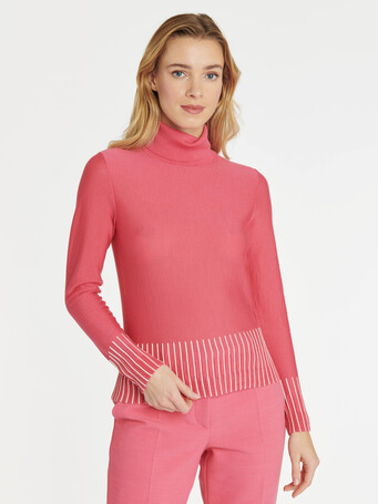 KNITTED SWEATER - Pink / blanc casse