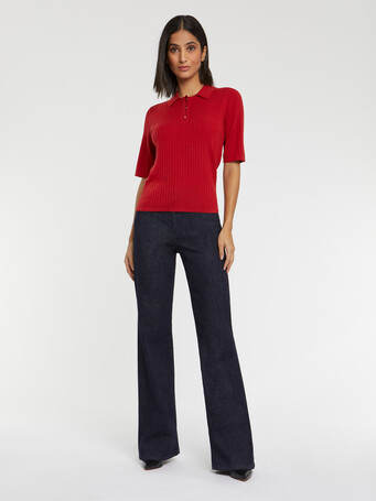 Pull polo en laine en maille côtelée - Hibiscus
