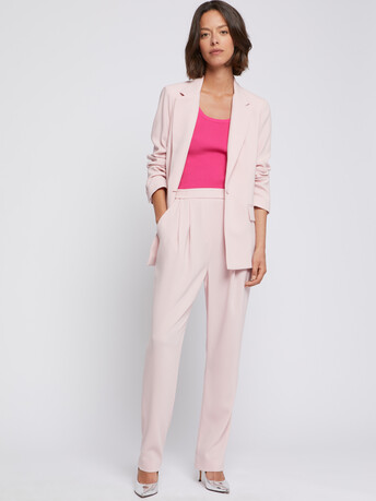 Veste de tailleur en crêpe envers satin - Poudre