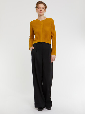 Cardigan en soie à points fantaisie - Ocre