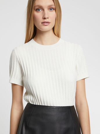 Short-sleeve knit sweater - Off white