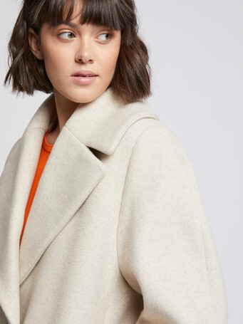 Manteau mi-long en drap de laine - Praline